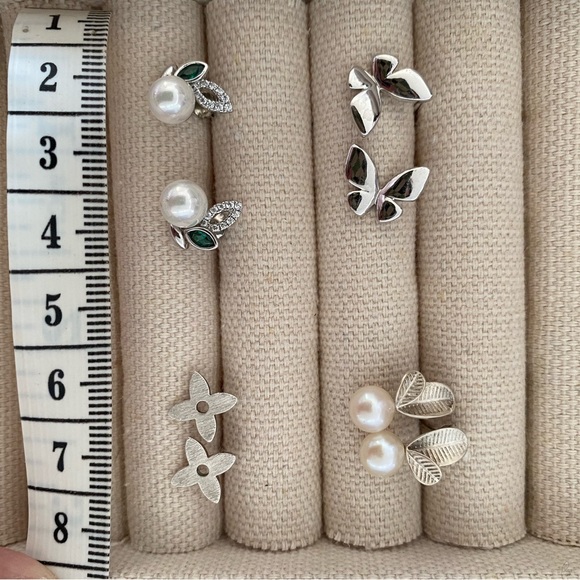 Sterling silver earrings, a set of 4 - Picture 2 of 6